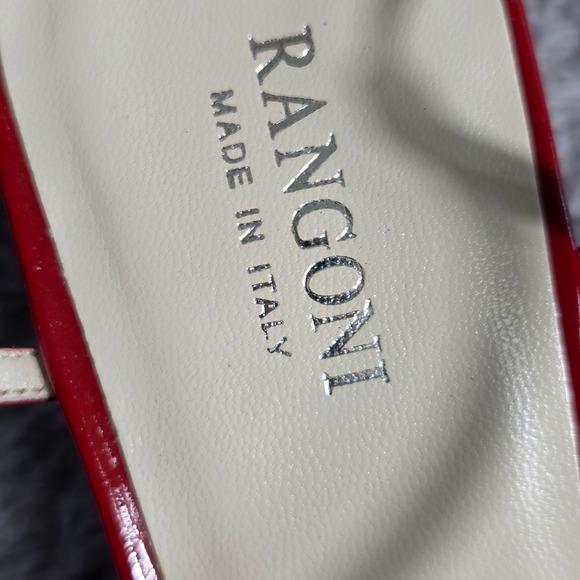 Rangoni Firenze Red T Strap Italian Leather‎ Heels Pointed Toe Patent 7.5 B NEW - Picture 4 of 6